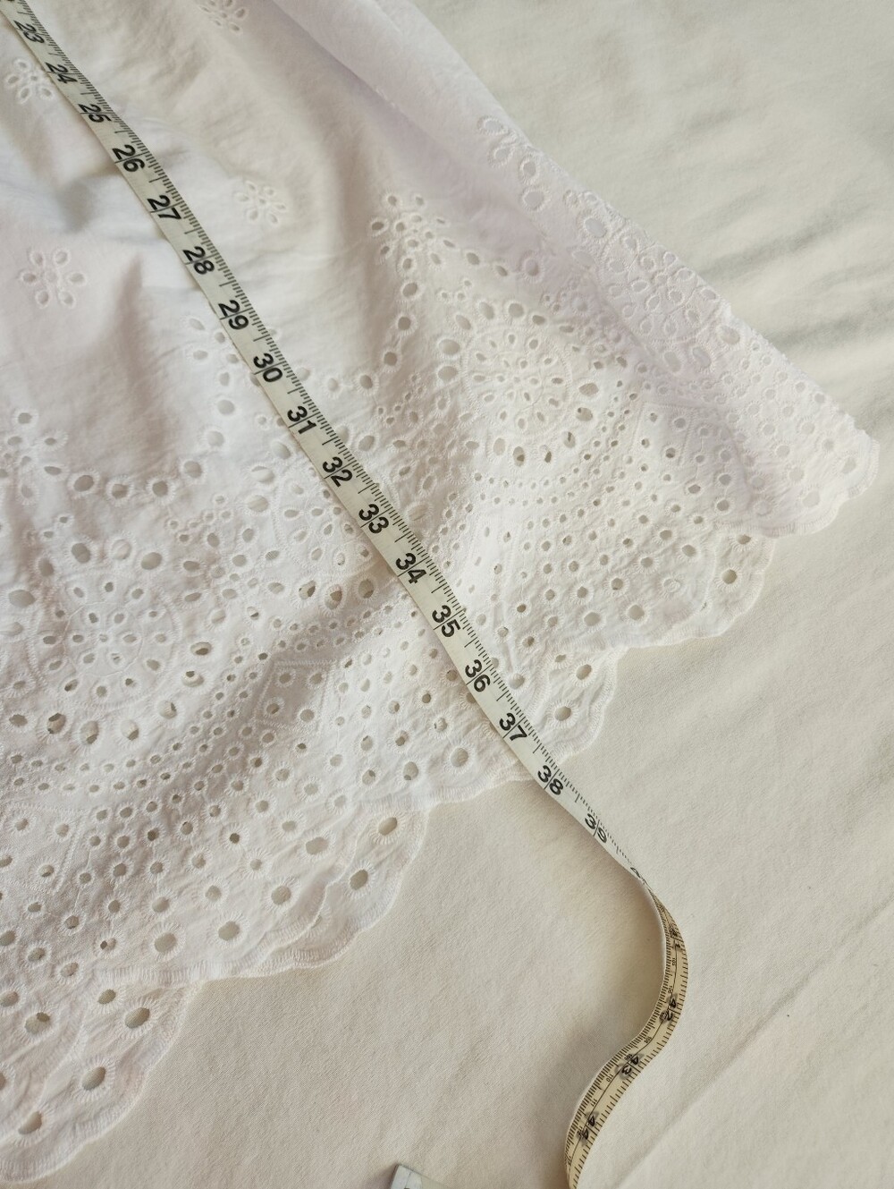 White Cotton Eyelet Flutter-Sleeve Women's Dress, Size XL - Picture 9 of 9